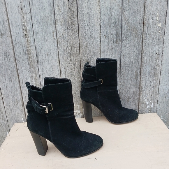 DolceVita Marenn Ankle Boots Buckle Detail Side Zip Suede Black Womens Sz 8.5 - Picture 3 of 8